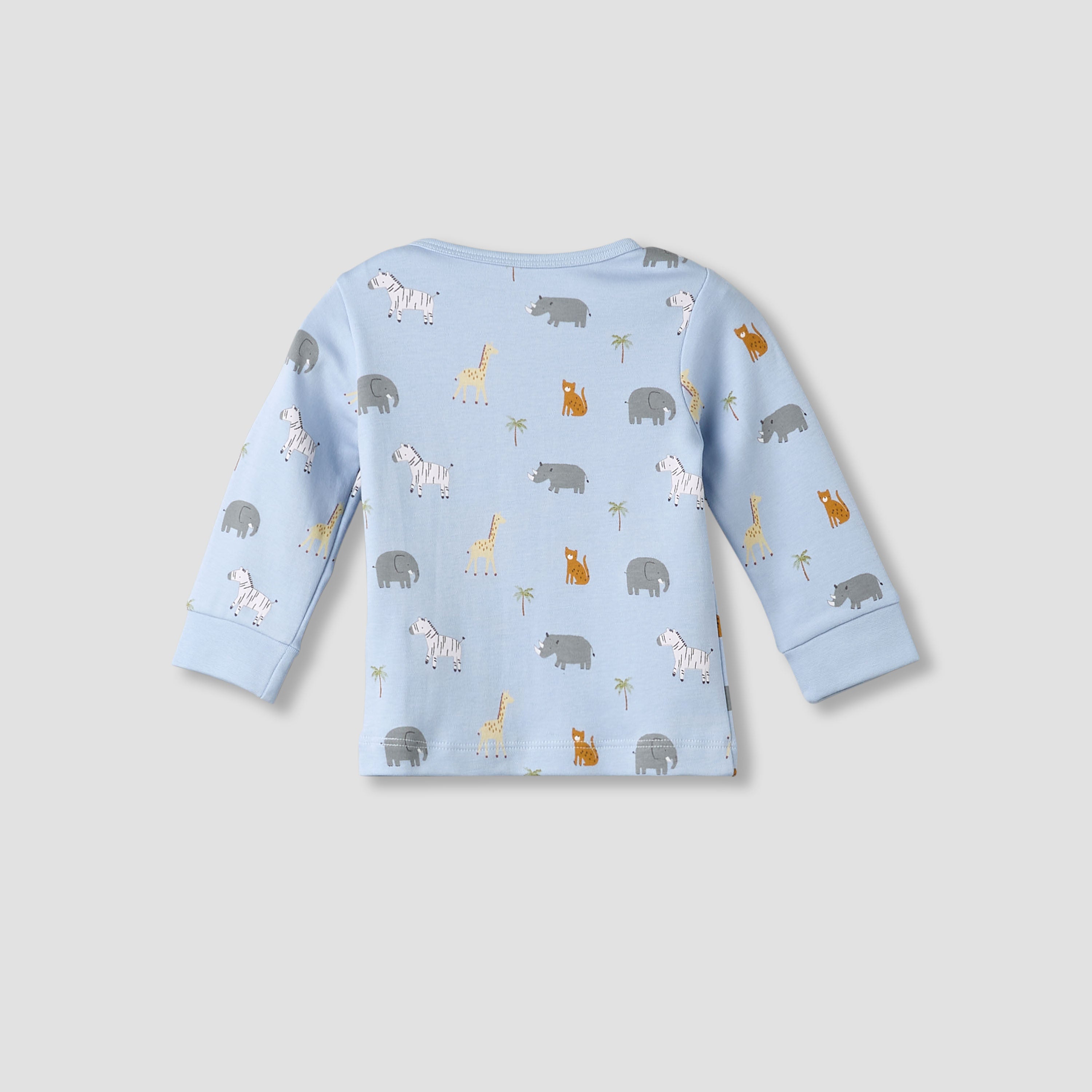 Pack of 3 Juniors Cotton Round Neck Long Sleeves Pyjama Set with Safari Print