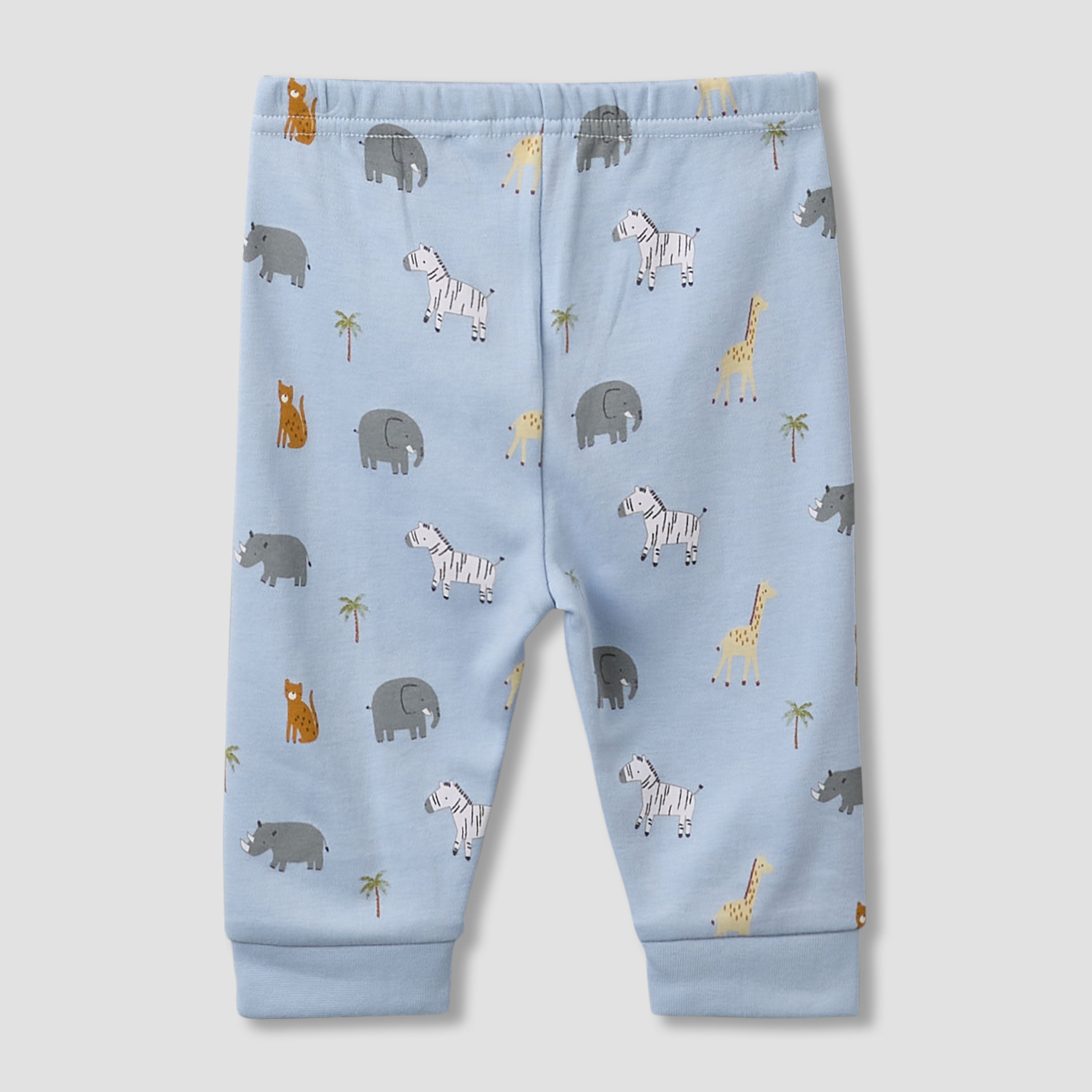 Pack of 3 Juniors Cotton Round Neck Long Sleeves Pyjama Set with Safari Print