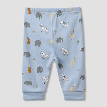 Pack of 3 Juniors Cotton Round Neck Long Sleeves Pyjama Set with Safari Print