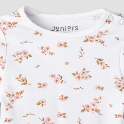 Pack of 3 Juniors Cotton Round Neck Long Sleeves Pyjama Set with Floral Print