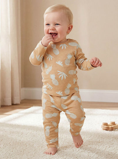 Juniors All-Over Pineapple Print T-shirt and Pyjama Set-baby-boys-clothing-nightwear-pyjamasets-image-2