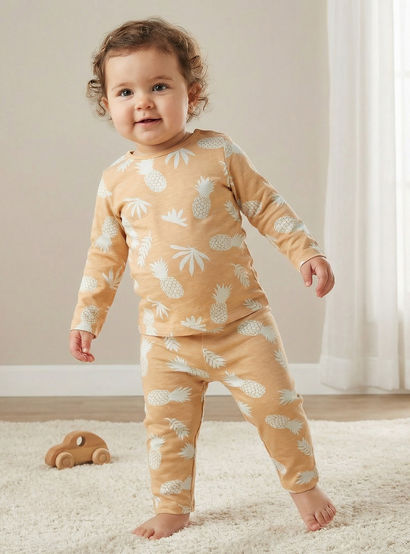 Juniors All-Over Pineapple Print T-shirt and Pyjama Set-baby-boys-clothing-nightwear-pyjamasets-image-1