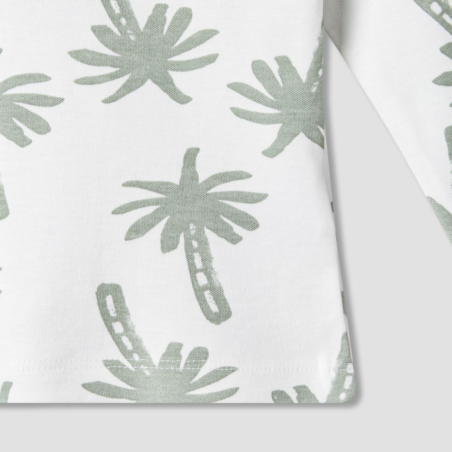 Juniors Cotton Round Neck Long Sleeves Pyjama Set with Palm Tree Print