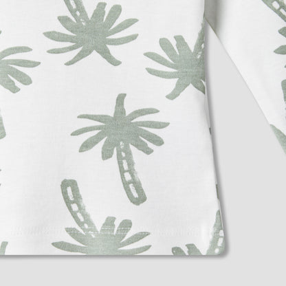 Juniors Cotton Round Neck Long Sleeves Pyjama Set with Palm Tree Print