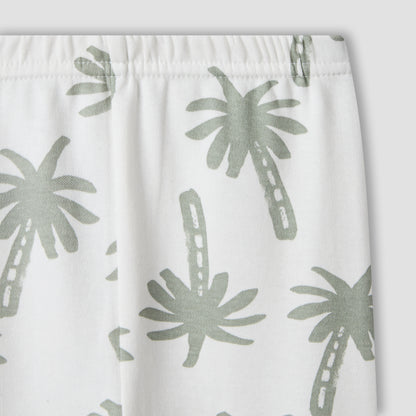 Juniors Cotton Round Neck Long Sleeves Pyjama Set with Palm Tree Print