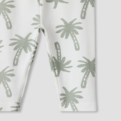 Juniors Cotton Round Neck Long Sleeves Pyjama Set with Palm Tree Print