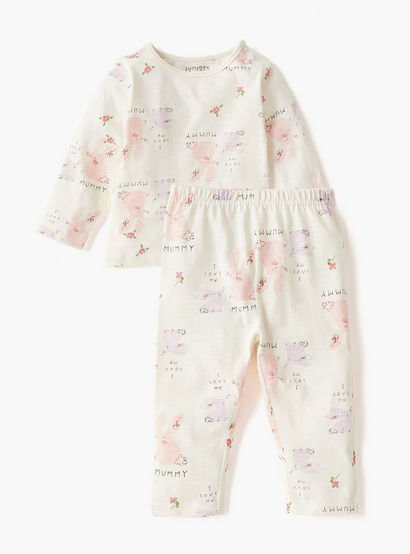 Juniors Pyjama Set with Bear Print - Cotton - Long Sleeves - Round Neck-baby-boys-clothing-nightwear-pyjamasets-image-1