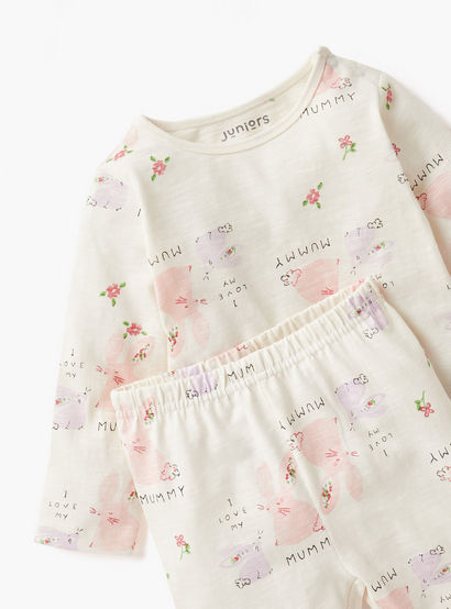 Juniors Pyjama Set with Bear Print - Cotton - Long Sleeves - Round Neck-baby-boys-clothing-nightwear-pyjamasets-image-3