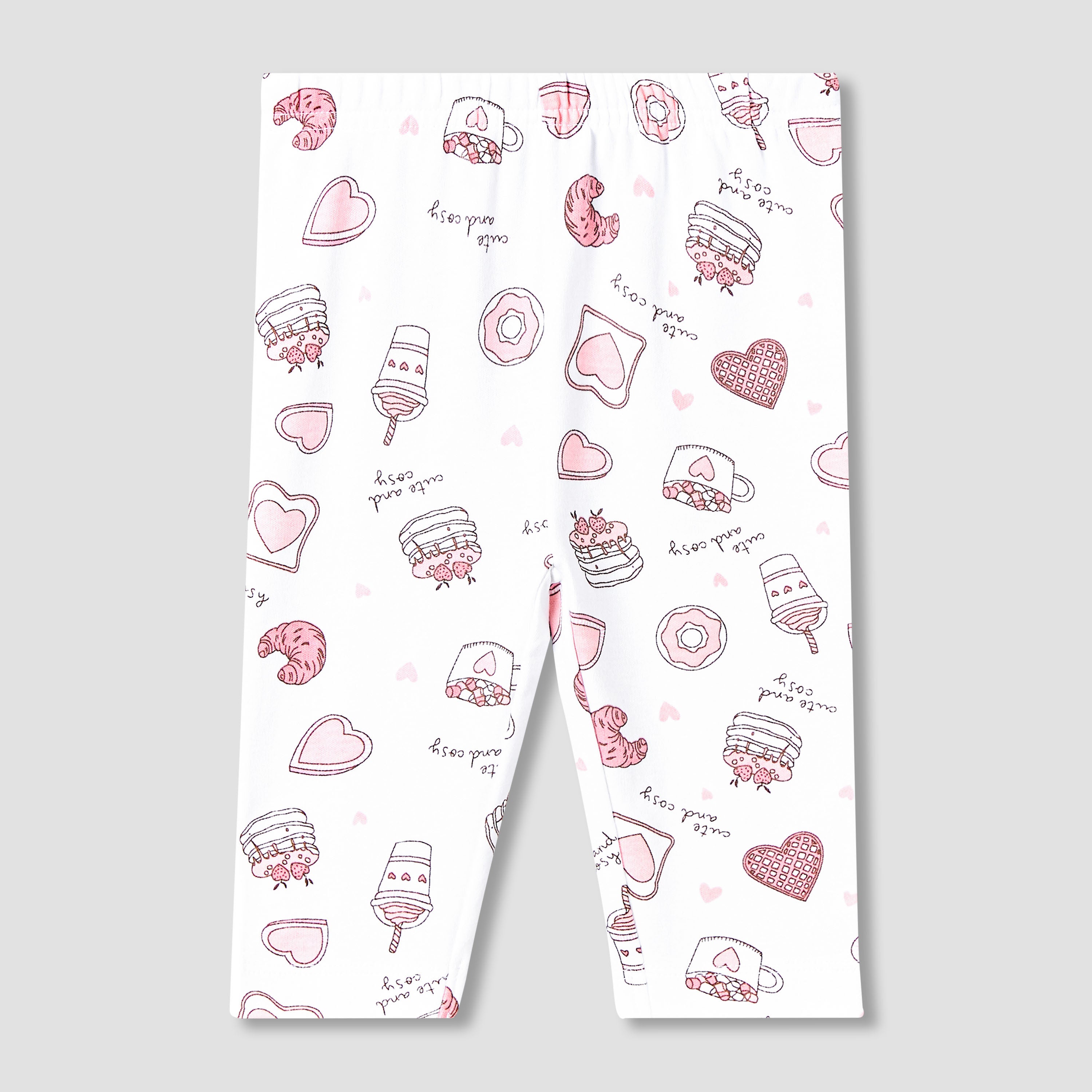 Juniors Cotton Round Neck Long Sleeves Pyjama Set with Food Print