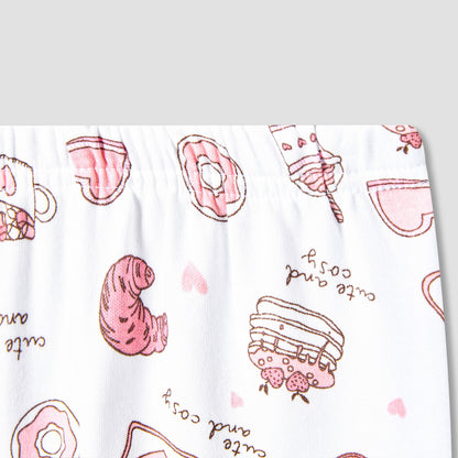Juniors Cotton Round Neck Long Sleeves Pyjama Set with Food Print