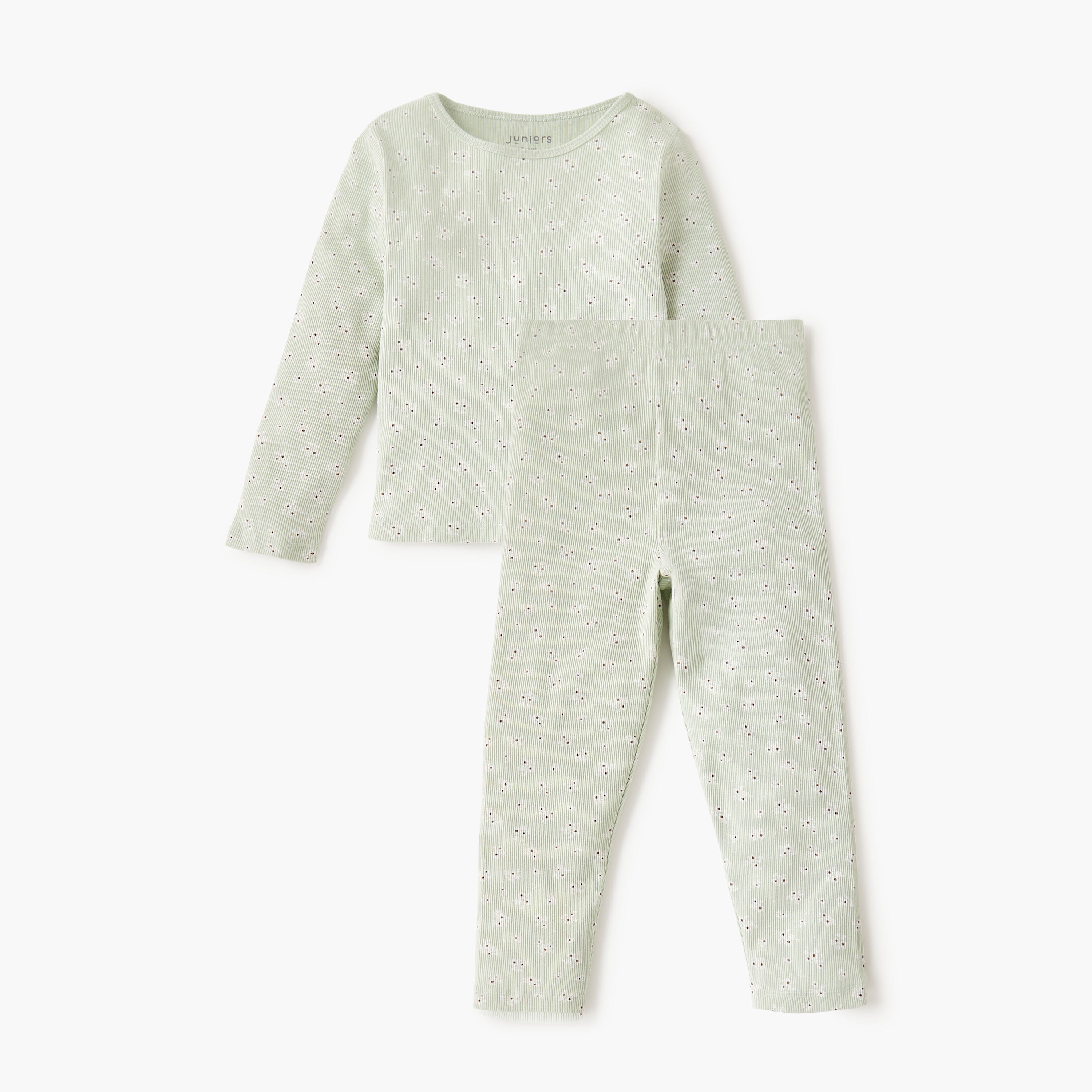Juniors Pyjama Set with Floral Print - Cotton - Long Sleeves