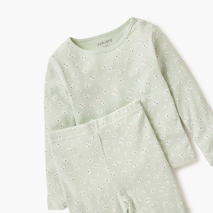 Juniors Pyjama Set with Floral Print - Cotton - Long Sleeves
