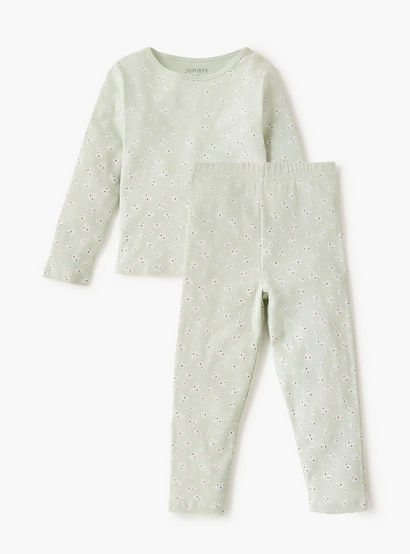 Juniors Pyjama Set with Floral Print - Cotton - Long Sleeves-promo_babyshop_Buy3for79_UAE130126-image-2