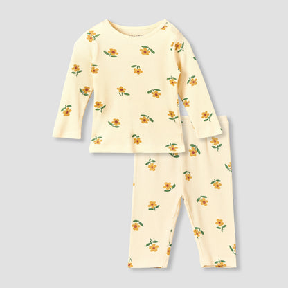 Juniors Cotton Round Neck Long Sleeves Pyjama Set with Floral Print