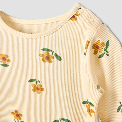 Juniors Cotton Round Neck Long Sleeves Pyjama Set with Floral Print