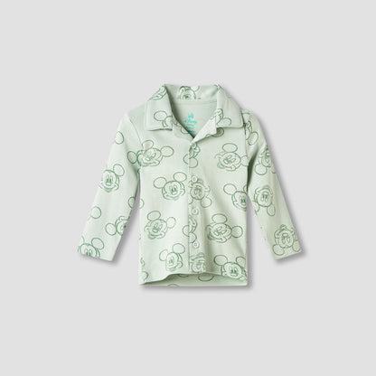 Disney Mickey Mouse Print Shirt and Pyjama Set
