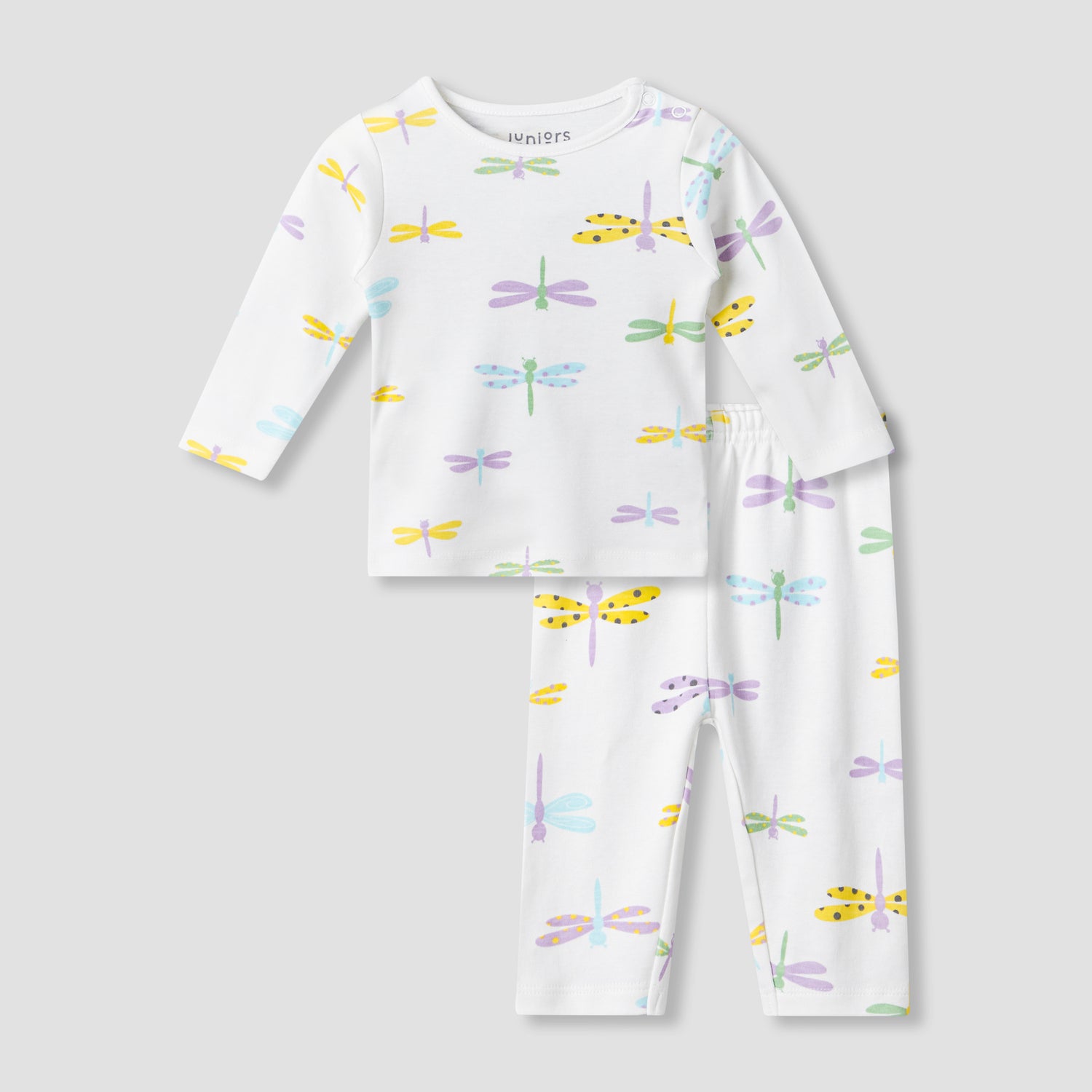 Juniors Cotton Round Neck Long Sleeve Pyjama Set with Dragonfly Print