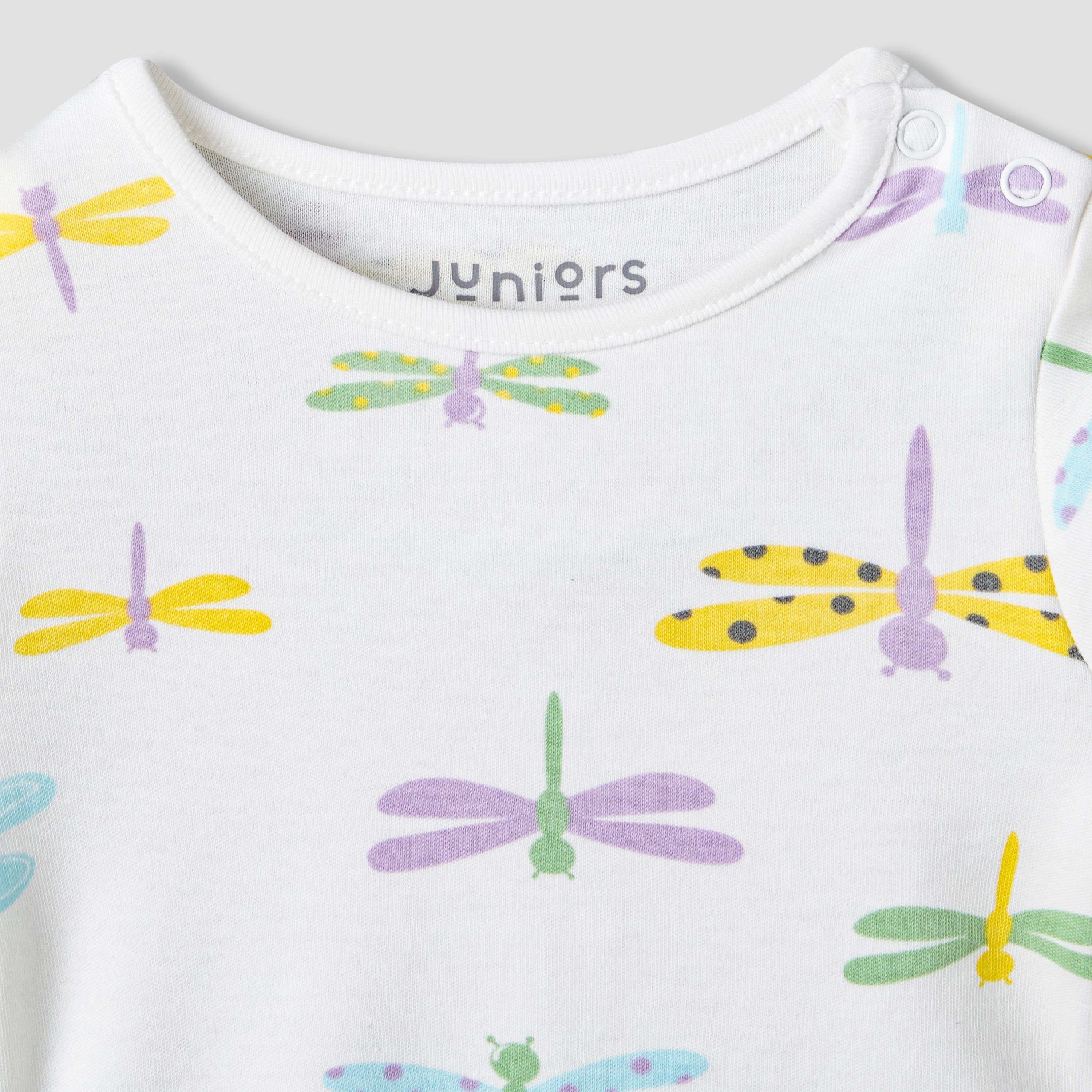 Juniors Cotton Round Neck Long Sleeve Pyjama Set with Dragonfly Print