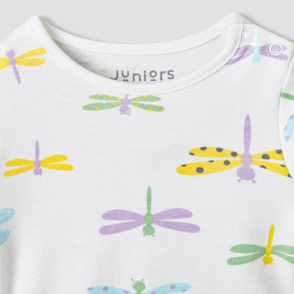 Juniors Cotton Round Neck Long Sleeve Pyjama Set with Dragonfly Print