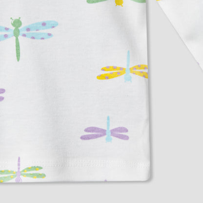 Juniors Cotton Round Neck Long Sleeve Pyjama Set with Dragonfly Print