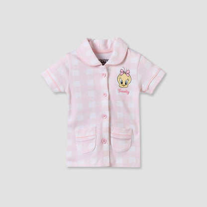 Disney Collared Short Sleeves Shirt and Shorts Set with Tweety Print