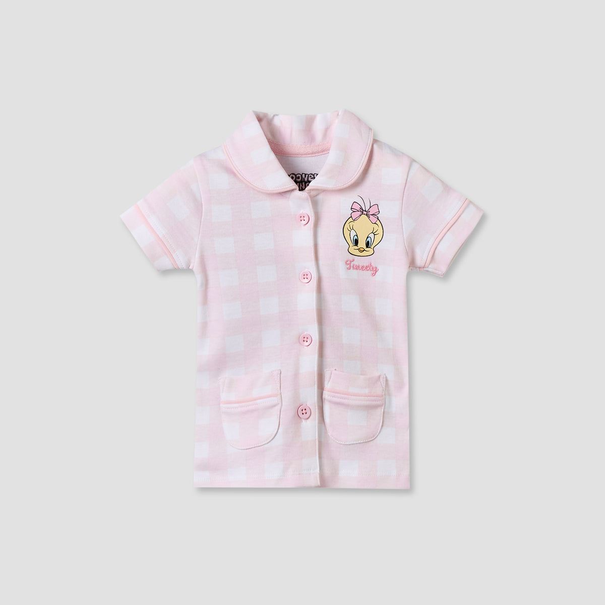Disney Collared Short Sleeves Shirt and Shorts Set with Tweety Print