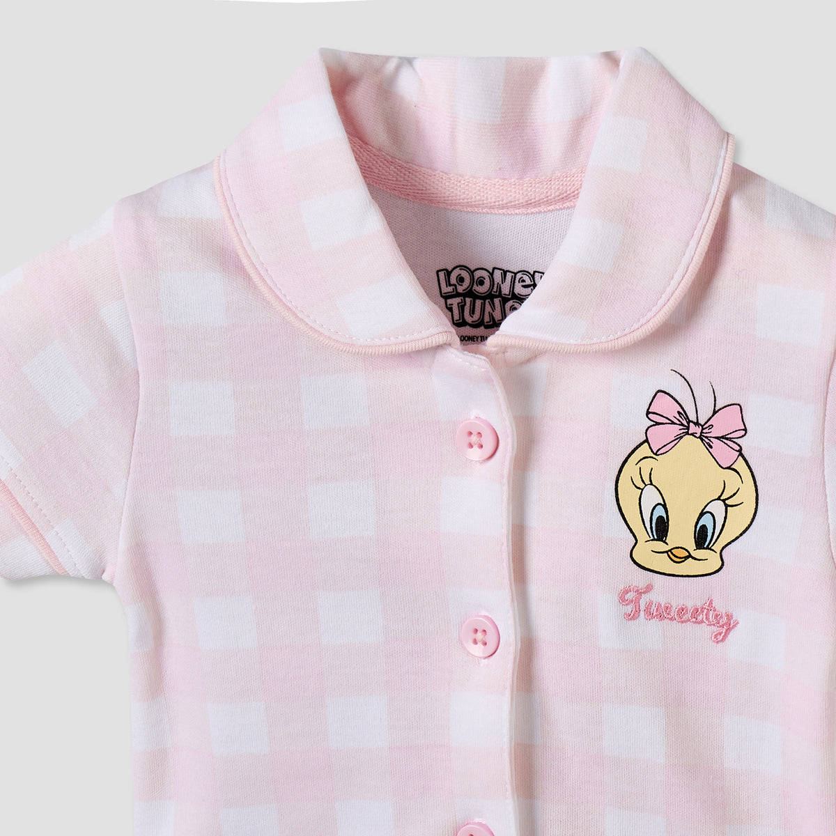 Disney Collared Short Sleeves Shirt and Shorts Set with Tweety Print