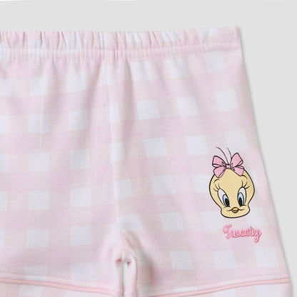Disney Collared Short Sleeves Shirt and Shorts Set with Tweety Print