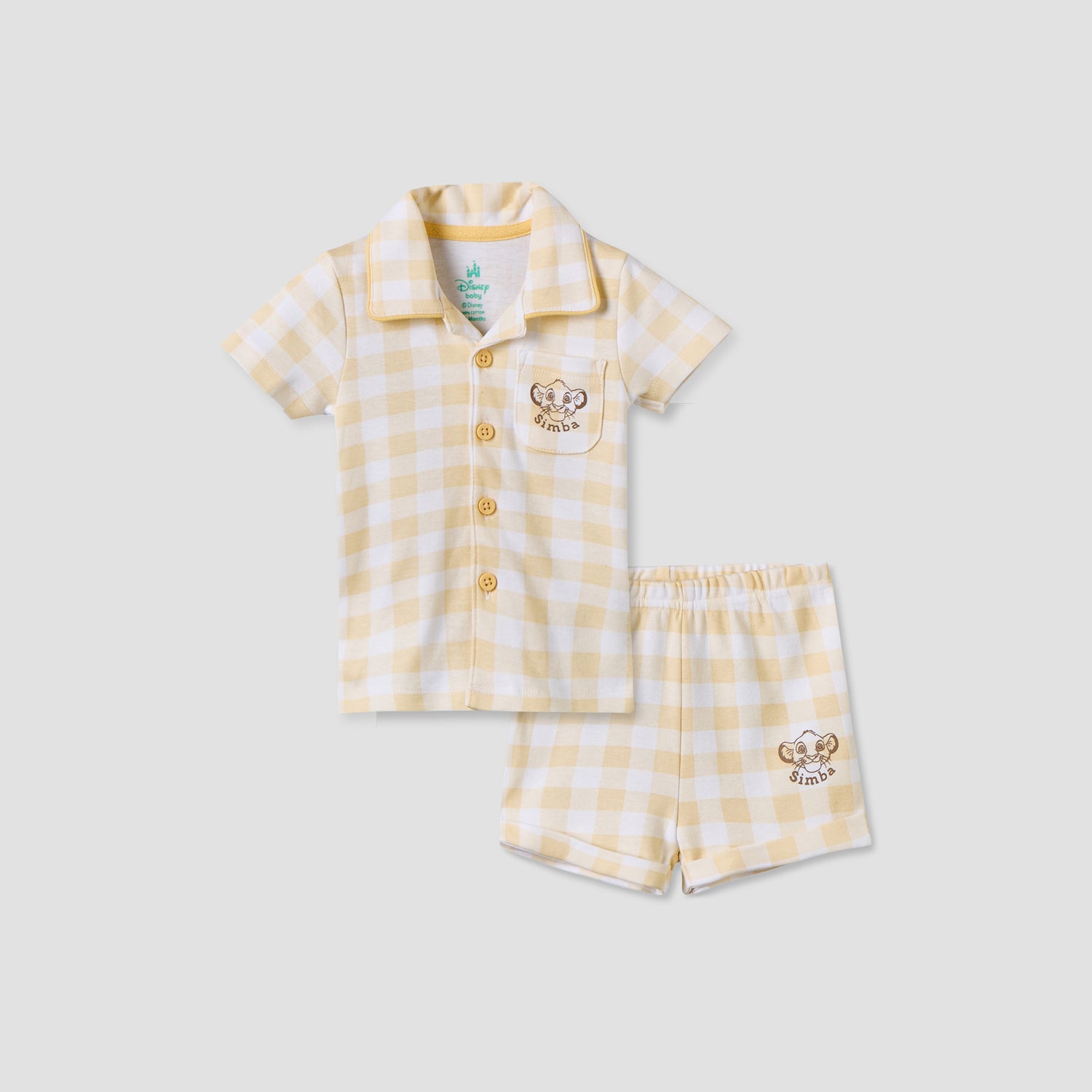 Disney Collared Short Sleeves Shirt and Shorts Set with Simba Print