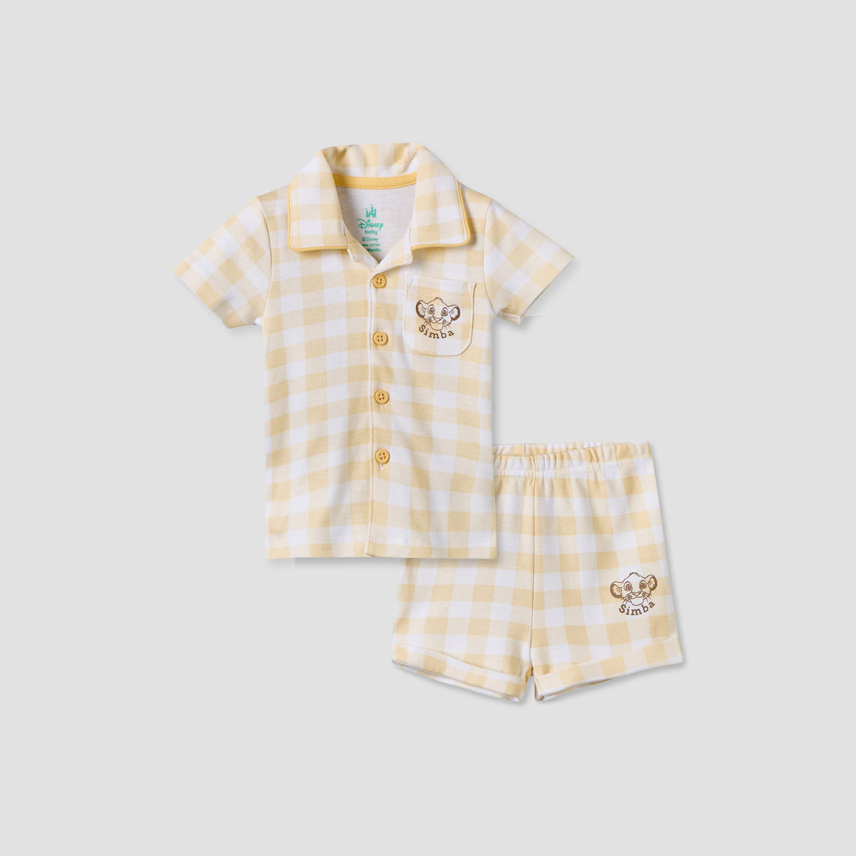 Disney Collared Short Sleeves Shirt and Shorts Set with Simba Print