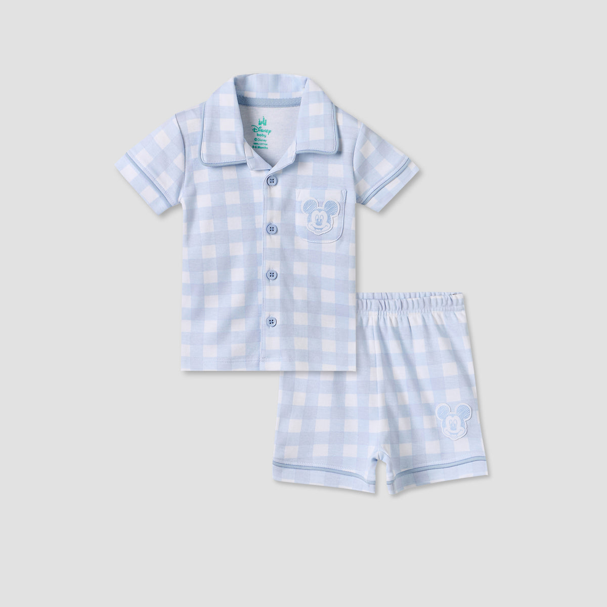 Disney Collared Short Sleeves Shirt and Shorts Set with Mickey Mouse Applique