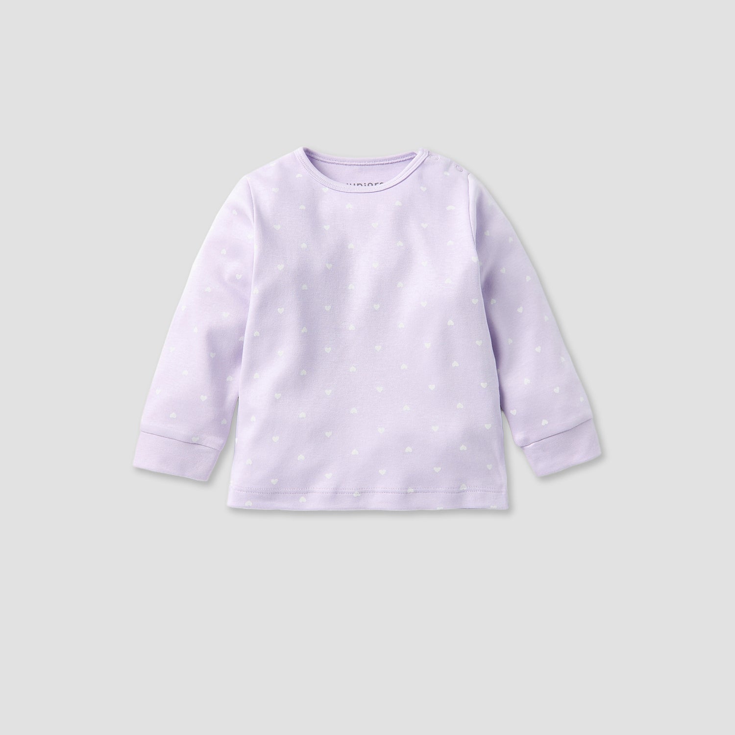 Juniors All-Over Heart Print Long Sleeves T-shirt and Elasticated Pyjama Set
