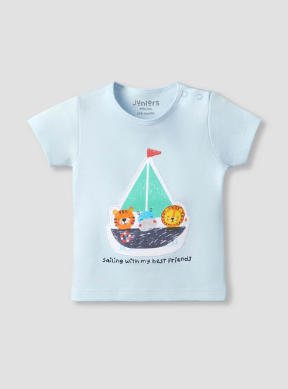 Juniors Crew Neck Short Sleeves T-shirt and Shorts Set with Nautical Applique-baby-boys-clothing-setsandcoords-image-3