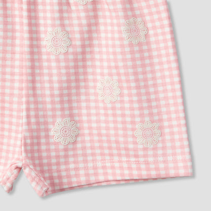 Juniors Crew Neck Short Sleeves T-shirt and Shorts Set with Bunny Applique
