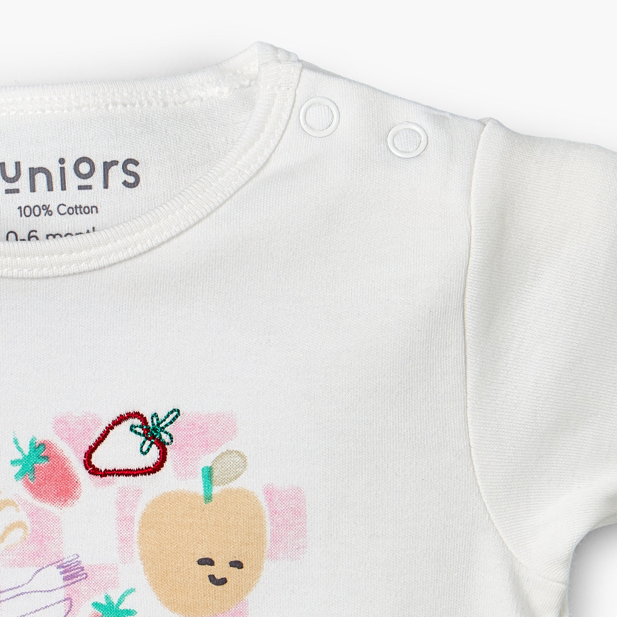 Juniors Crew Neck Short Sleeves T-shirt and Shorts Set with Food Print