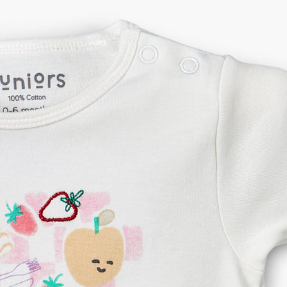 Juniors Crew Neck Short Sleeves T-shirt and Shorts Set with Food Print