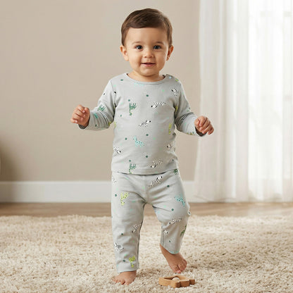 Juniors Pyjama Set with Print - Cotton - Long Sleeves - Crew Neck