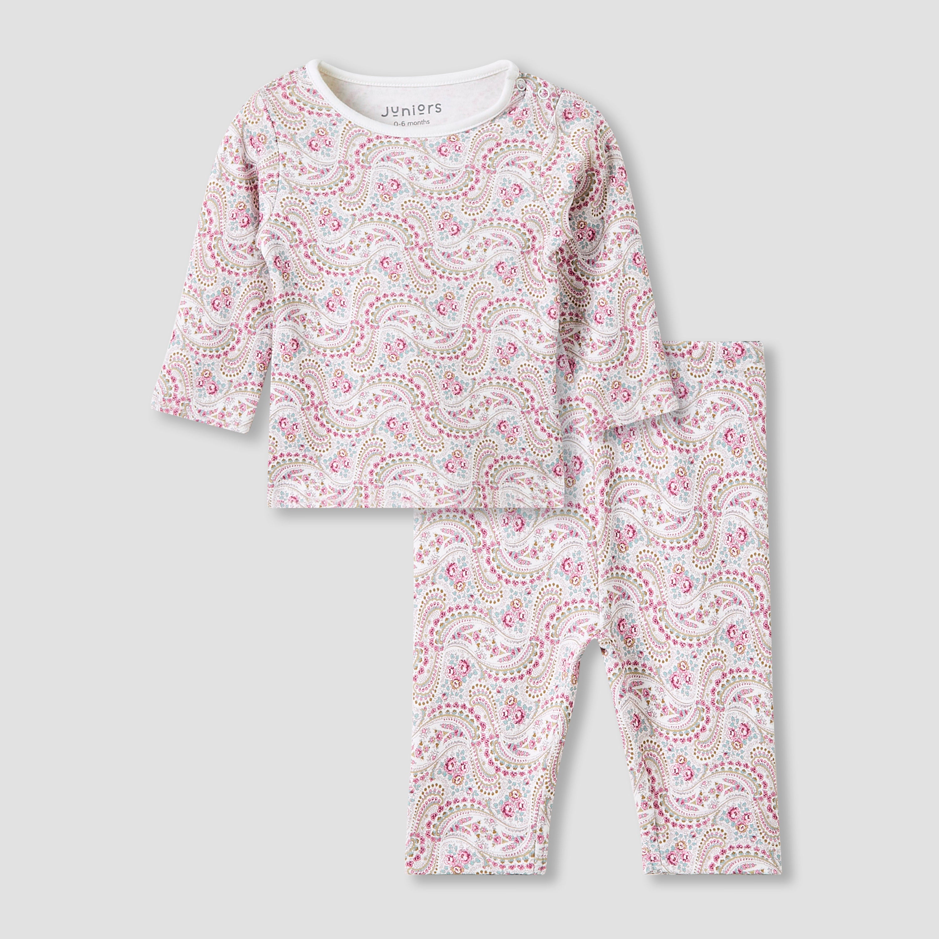 Juniors Pyjama Set with Floral Print - Cotton - Long Sleeves
