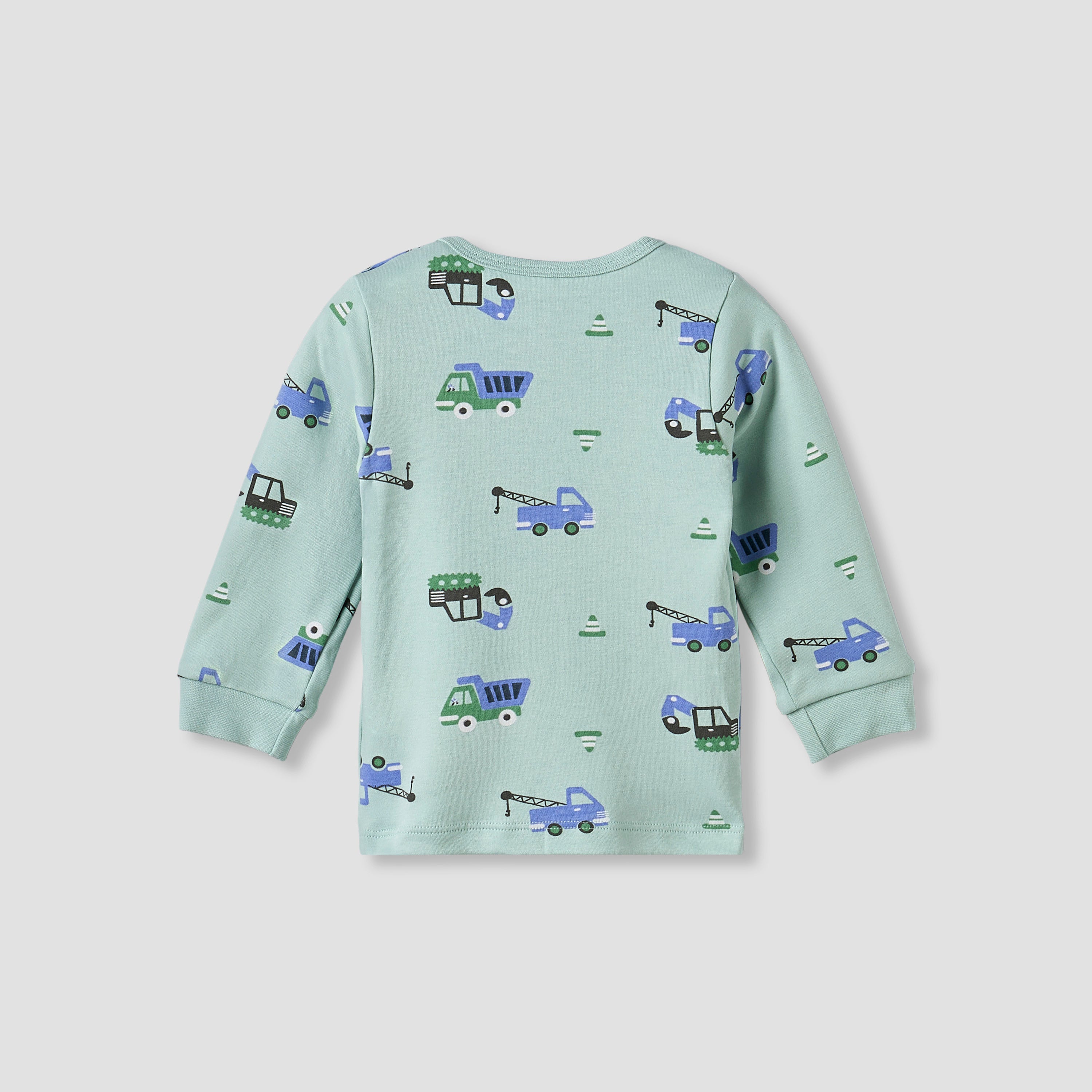 Pack of 2 Juniors Cotton Crew Neck Long Sleeve Pyjama Set with Vehicle Print