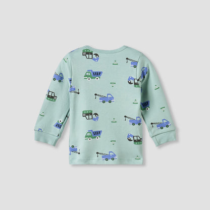 Pack of 2 Juniors Cotton Crew Neck Long Sleeve Pyjama Set with Vehicle Print