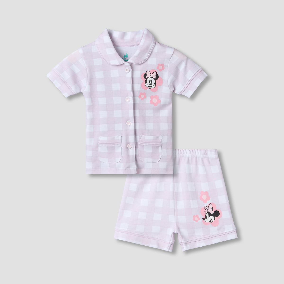 Disney Peter Pan Collar Short Sleeves Shirt and Shorts Set with Minnie Mouse Print