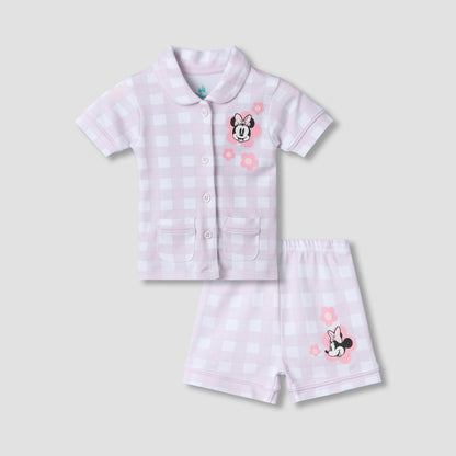 Disney Peter Pan Collar Short Sleeves Shirt and Shorts Set with Minnie Mouse Print