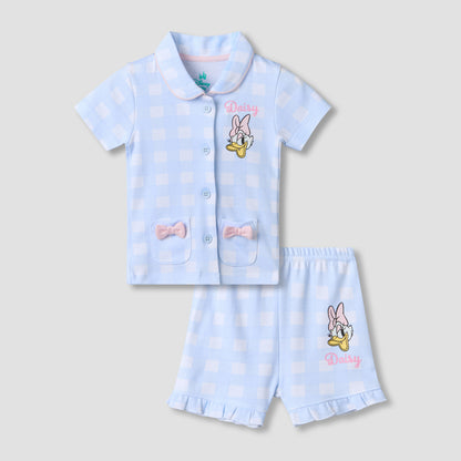 Disney Peter Pan Collar Short Sleeves Shirt and Shorts Set with Daisy Duck Print - Blue / 18-24 mths