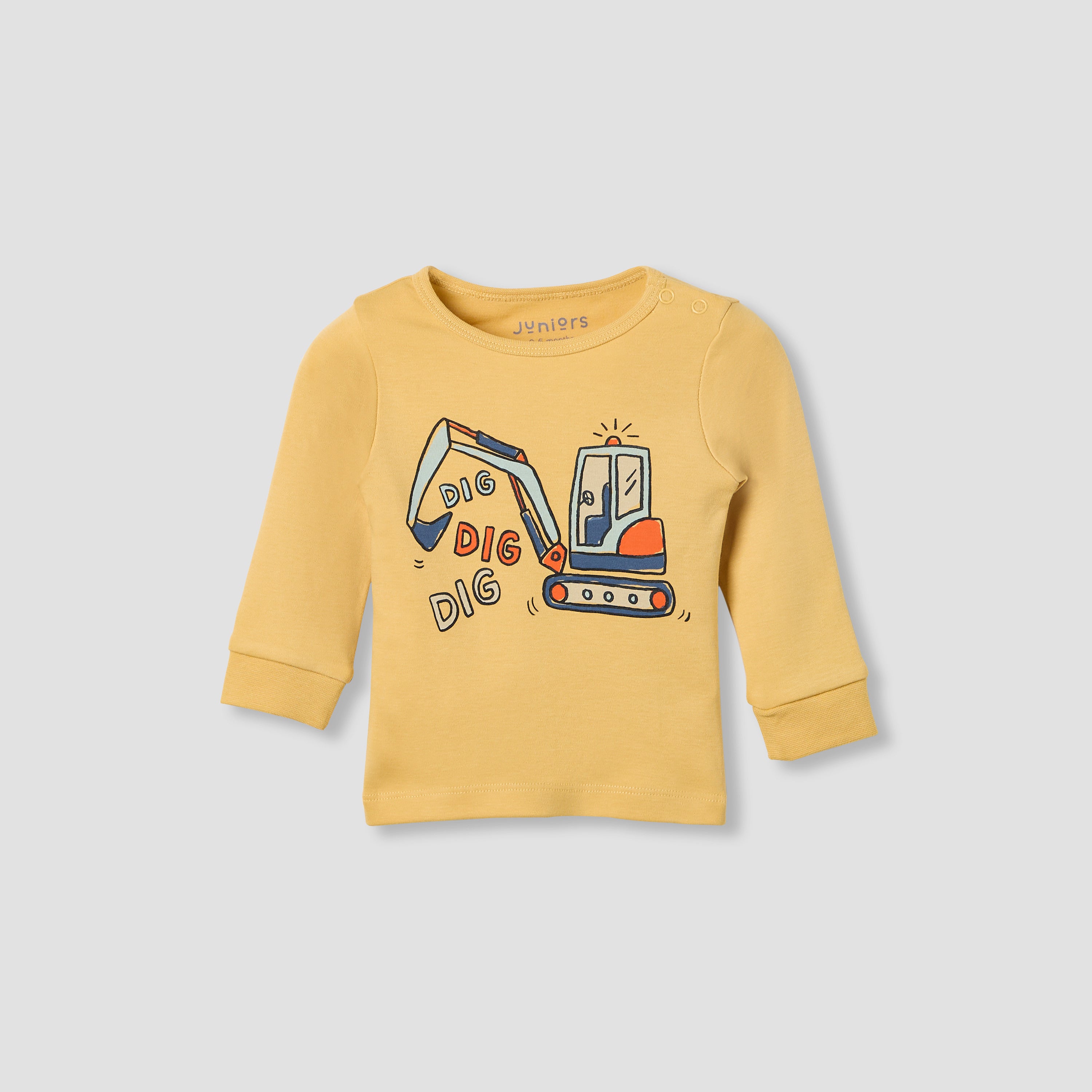 Juniors Pyjama Set with Construction Print - Cotton - Long Sleeves - Round Neck - Set of 3