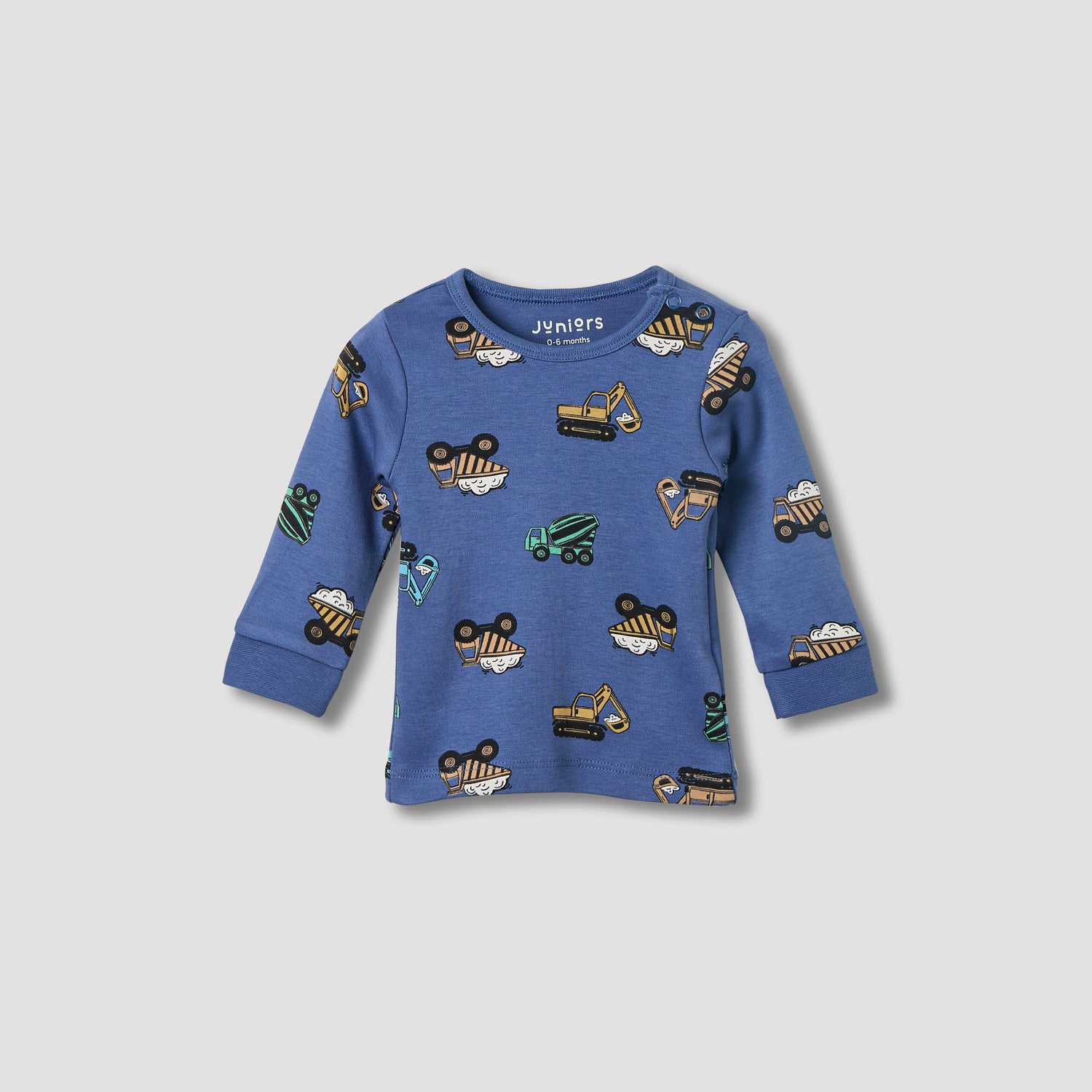Juniors Pyjama Set with Construction Print - Cotton - Long Sleeves - Round Neck - Set of 3