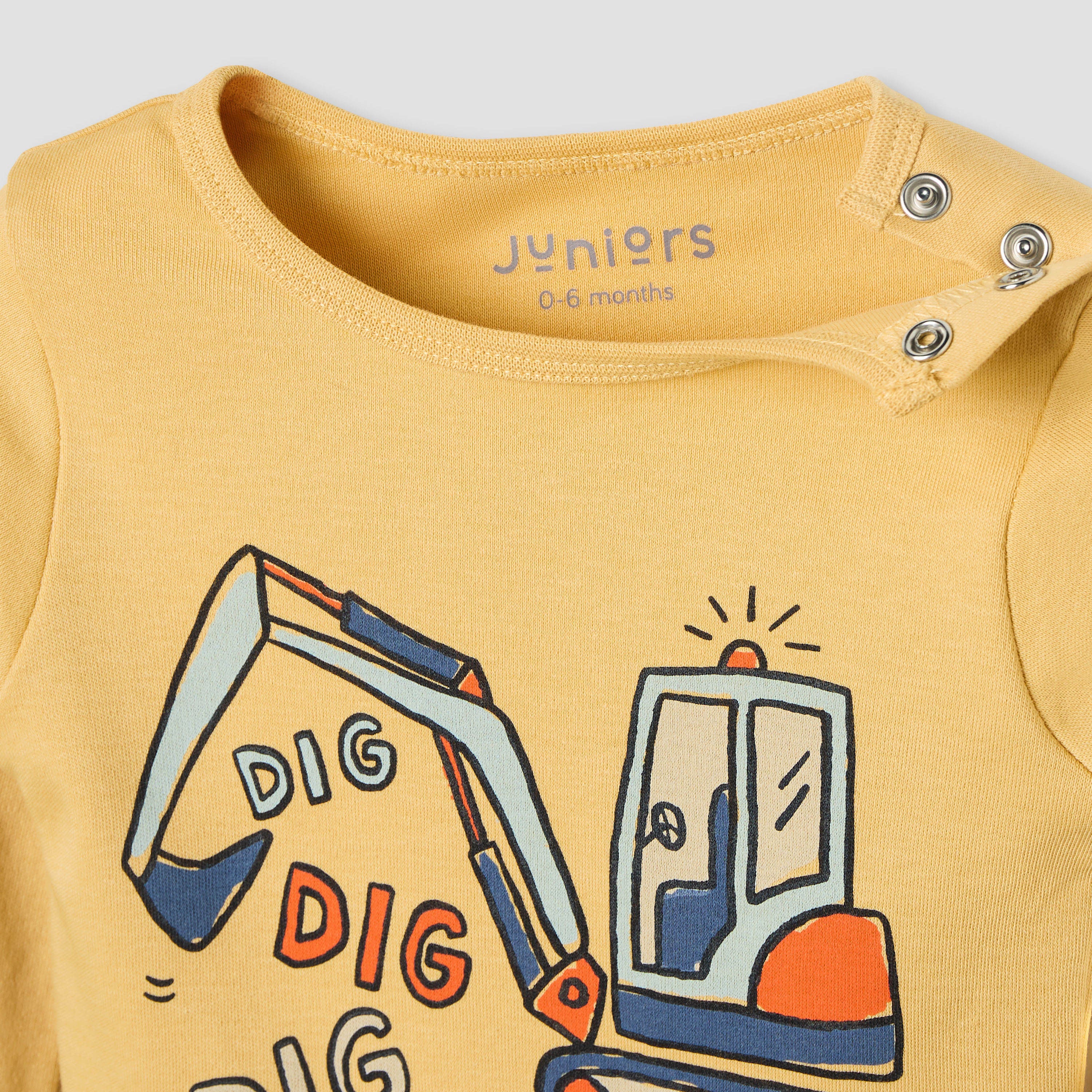 Juniors Pyjama Set with Construction Print - Cotton - Long Sleeves - Round Neck - Set of 3