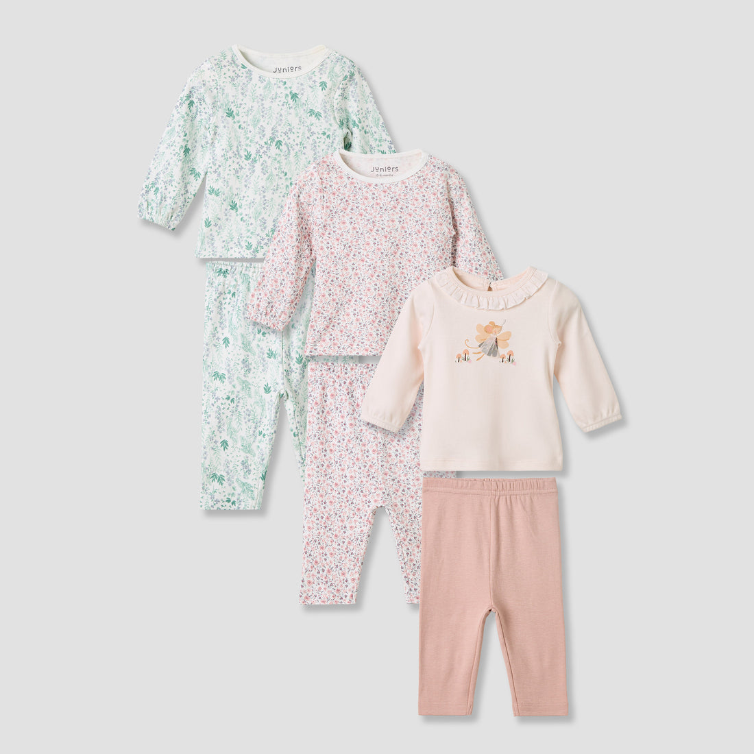 Juniors Pyjama Set with Assorted Prints – Cotton – Long Sleeve – Round Neck - Set of 3 - Multicolour / 18-24 mths
