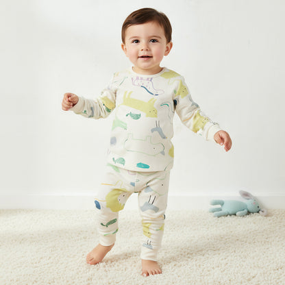 Set of 3 Juniors Cotton Round Neck Long Sleeve Pyjama Set with Snap Button Closure