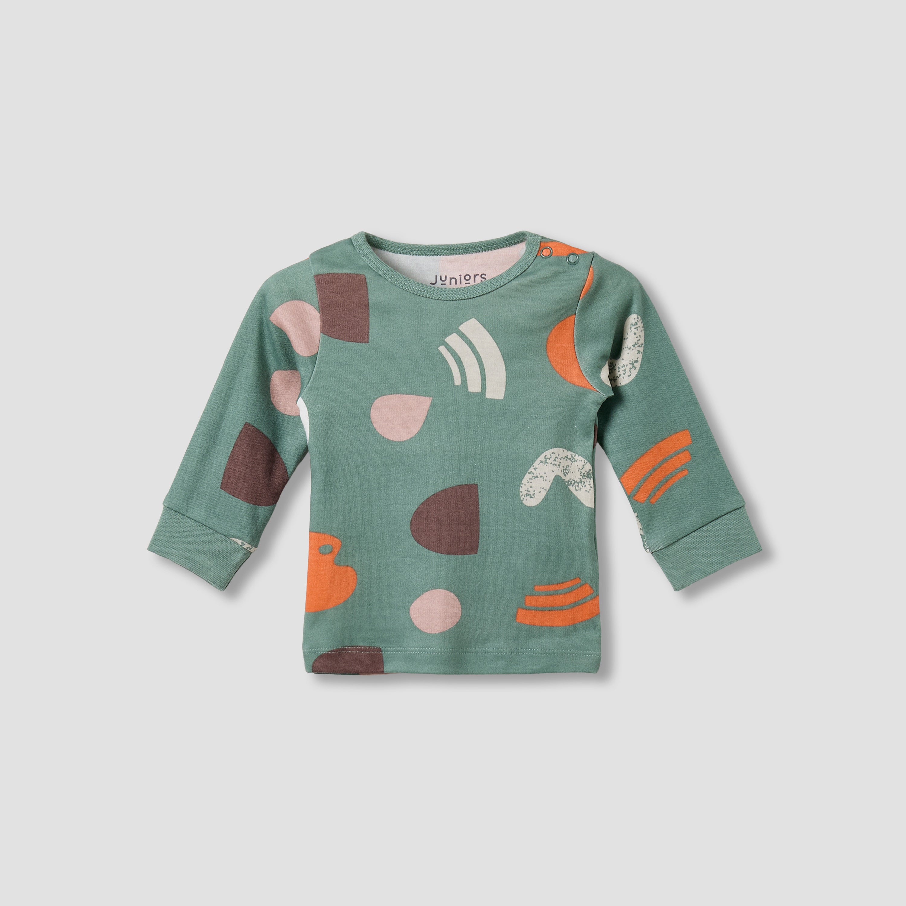 Set of 2 Juniors Cotton Round Neck Long Sleeve Pyjama Set with Snap Button Closure