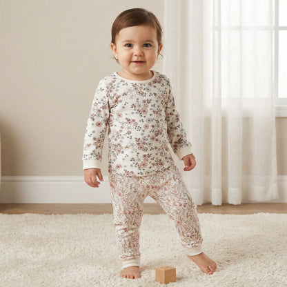 Juniors Pyjama Set with Floral Print - Cotton - Long Sleeves